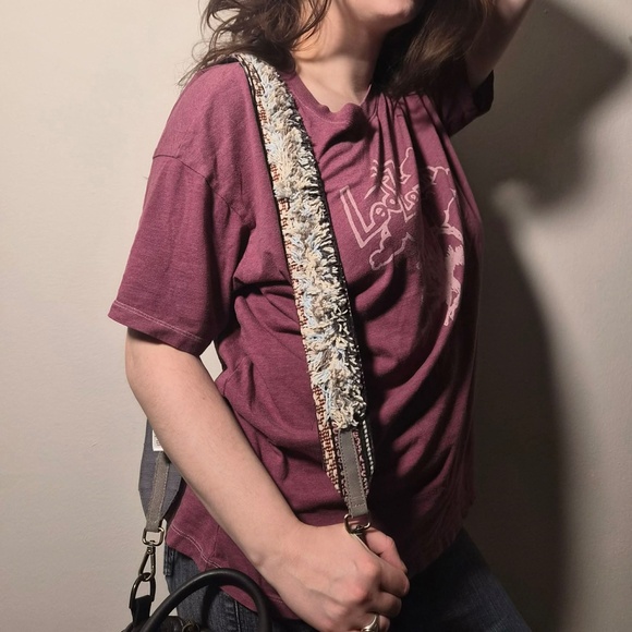 Anthropologie Boho Whimsy Frilly Chunky Yarn Tweed 100% Cotton Canvas Bag Strap - Picture 5 of 7